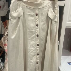 Torrid Cream A-Line Skirt with Button Detail